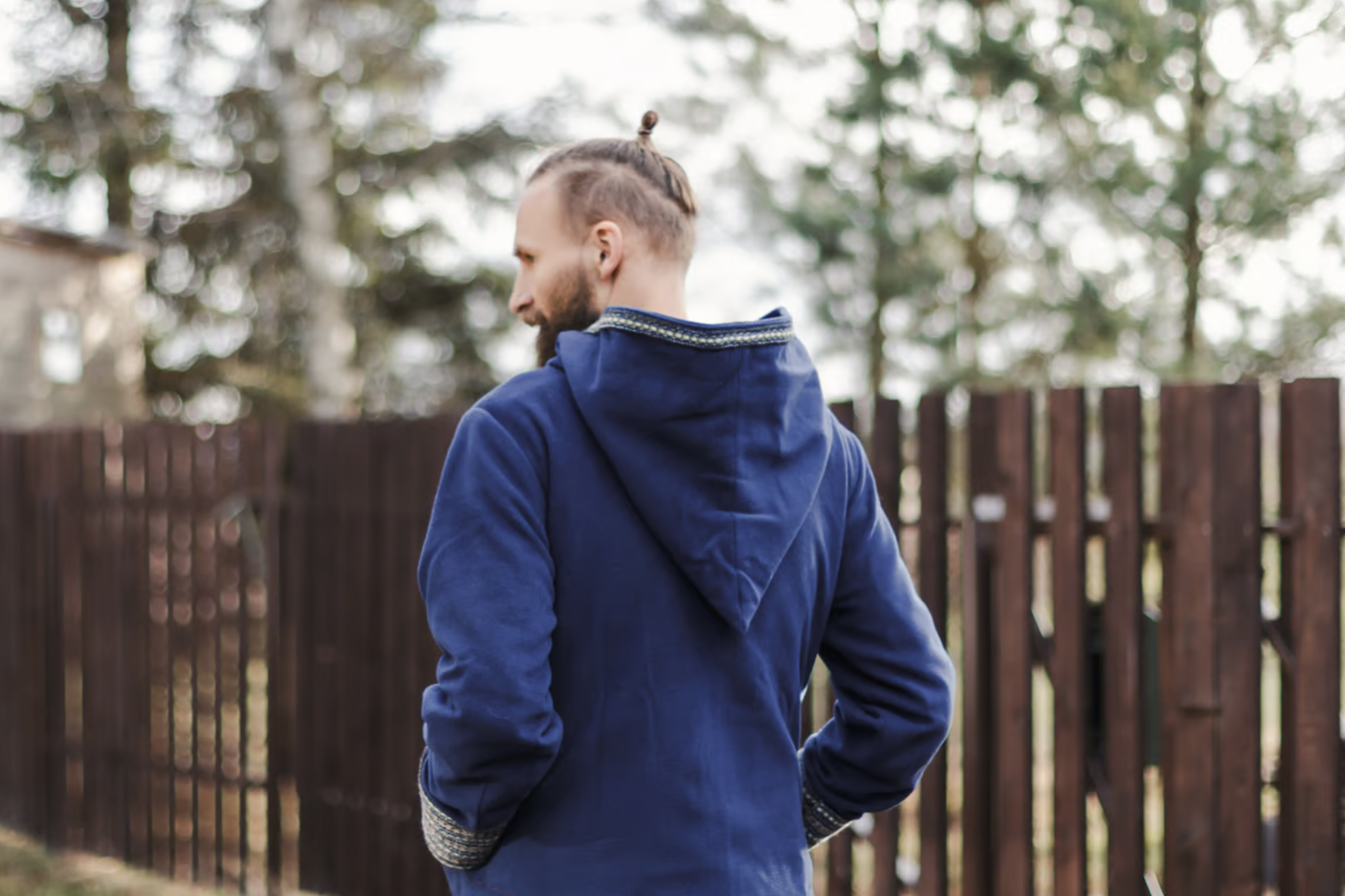 Wool men's coat - hoodie