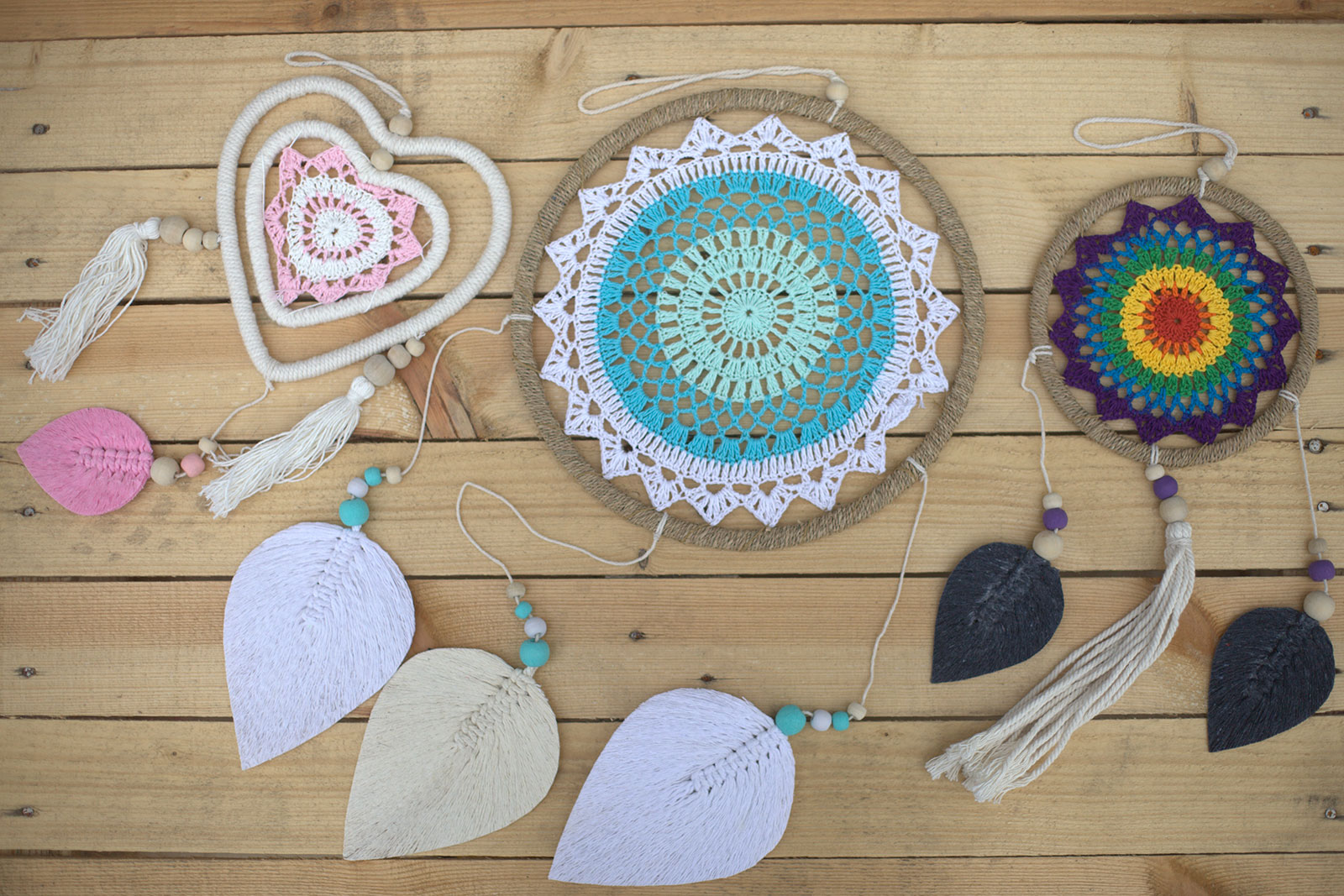 Attrape-rêve sweet  - Touche coeur turquoise 
