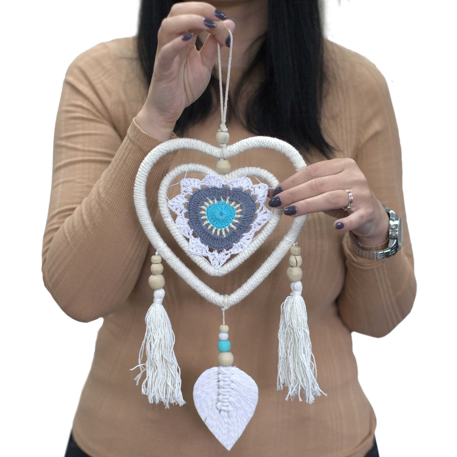 Attrape-rêve sweet  - Touche coeur turquoise 