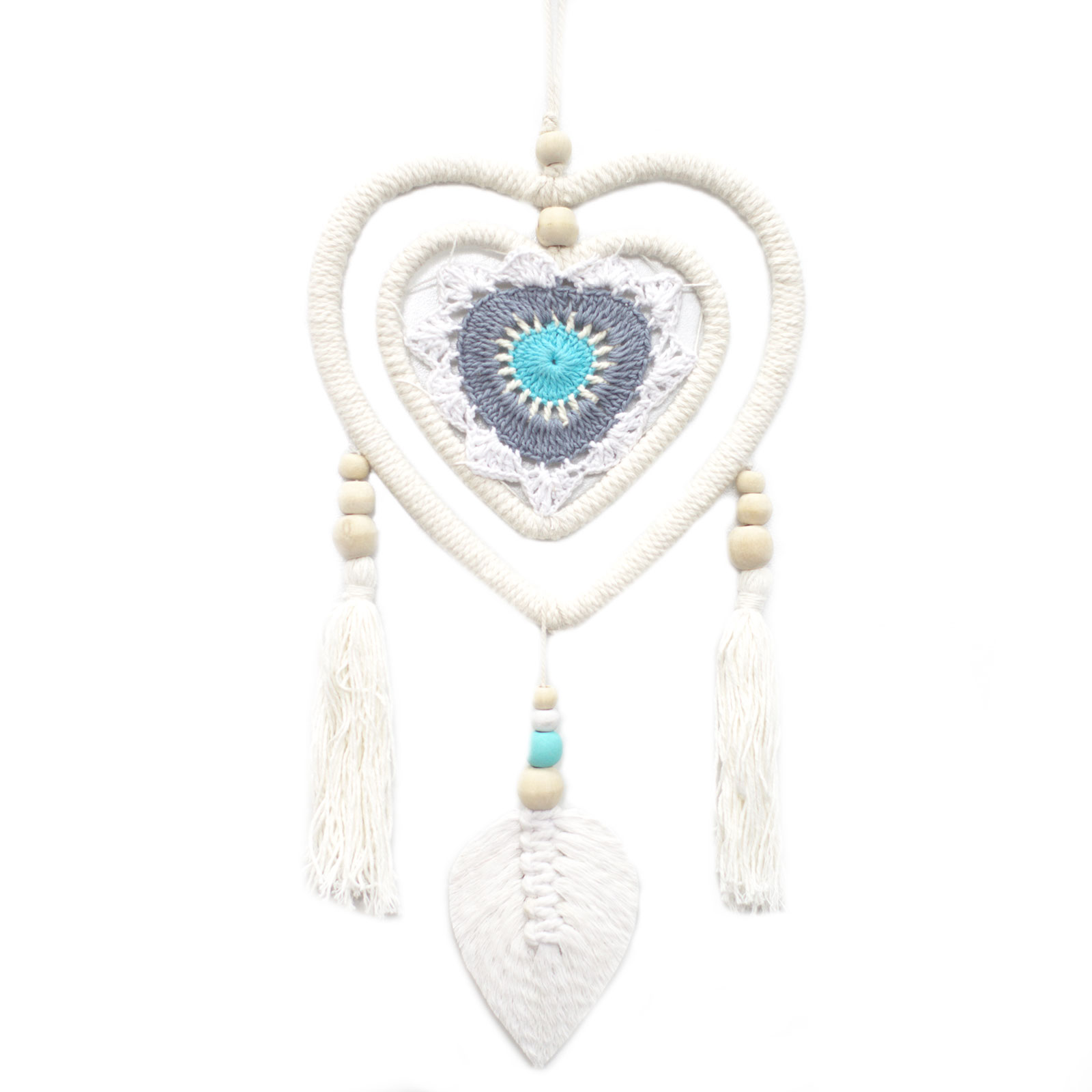 Attrape-rêve sweet  - Touche coeur turquoise 