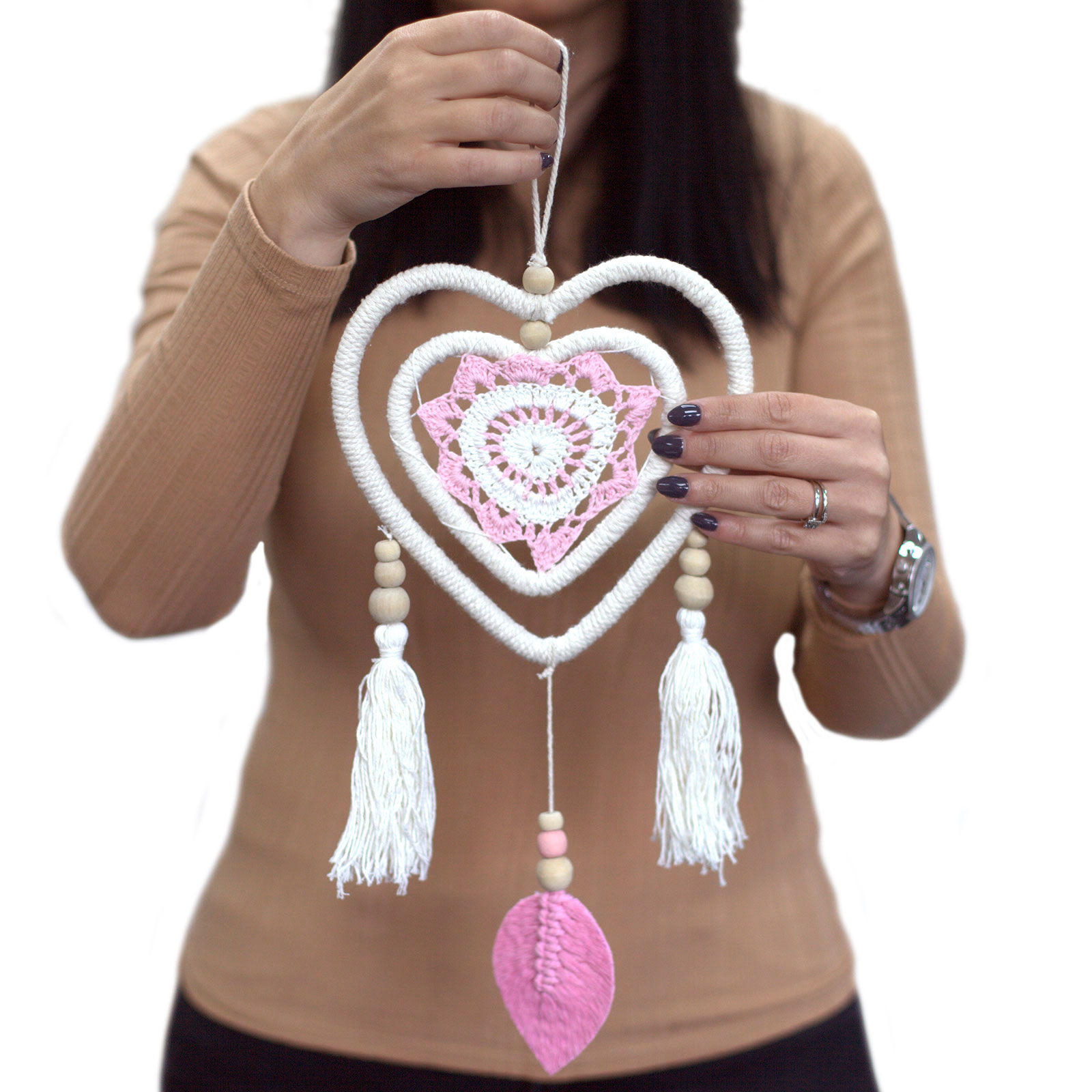 Attrape-rêve sweet  - Touche coeur rose