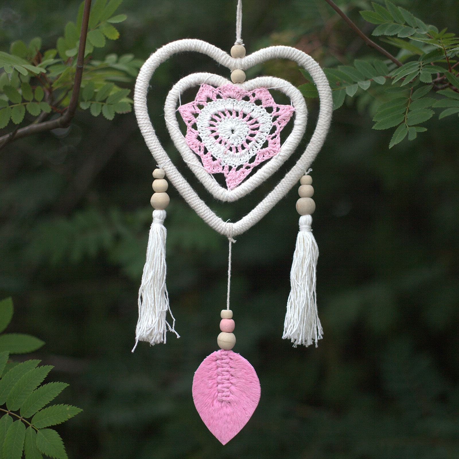 Attrape-rêve sweet  - Touche coeur rose