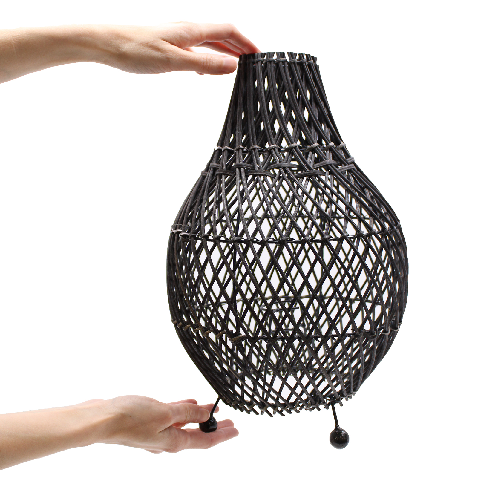 Lampe à poser en rotin - Noir