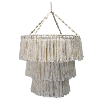Lustre cascade en macramé - blanc