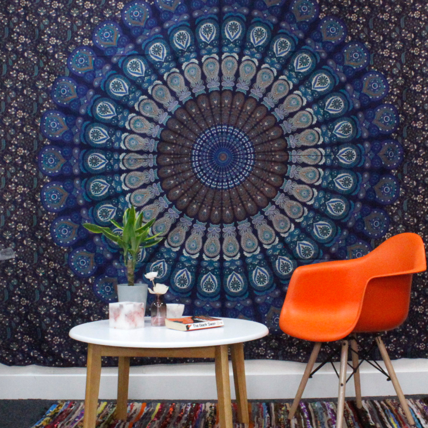 Tenture murale / couvre lit - Mandala Azur
