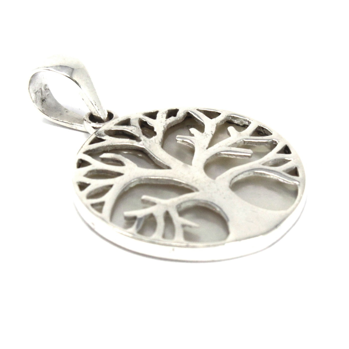 Pendentif en argent 925 - arbre de vie nacré - 22 mm