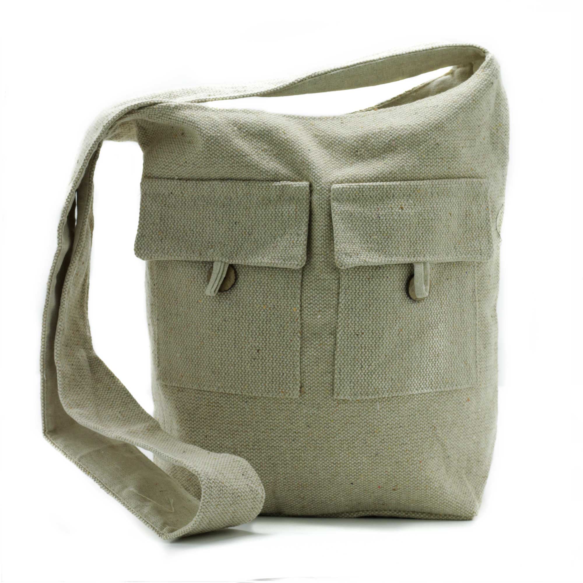 Grand sac bandoulière beige en coton - écolo chic