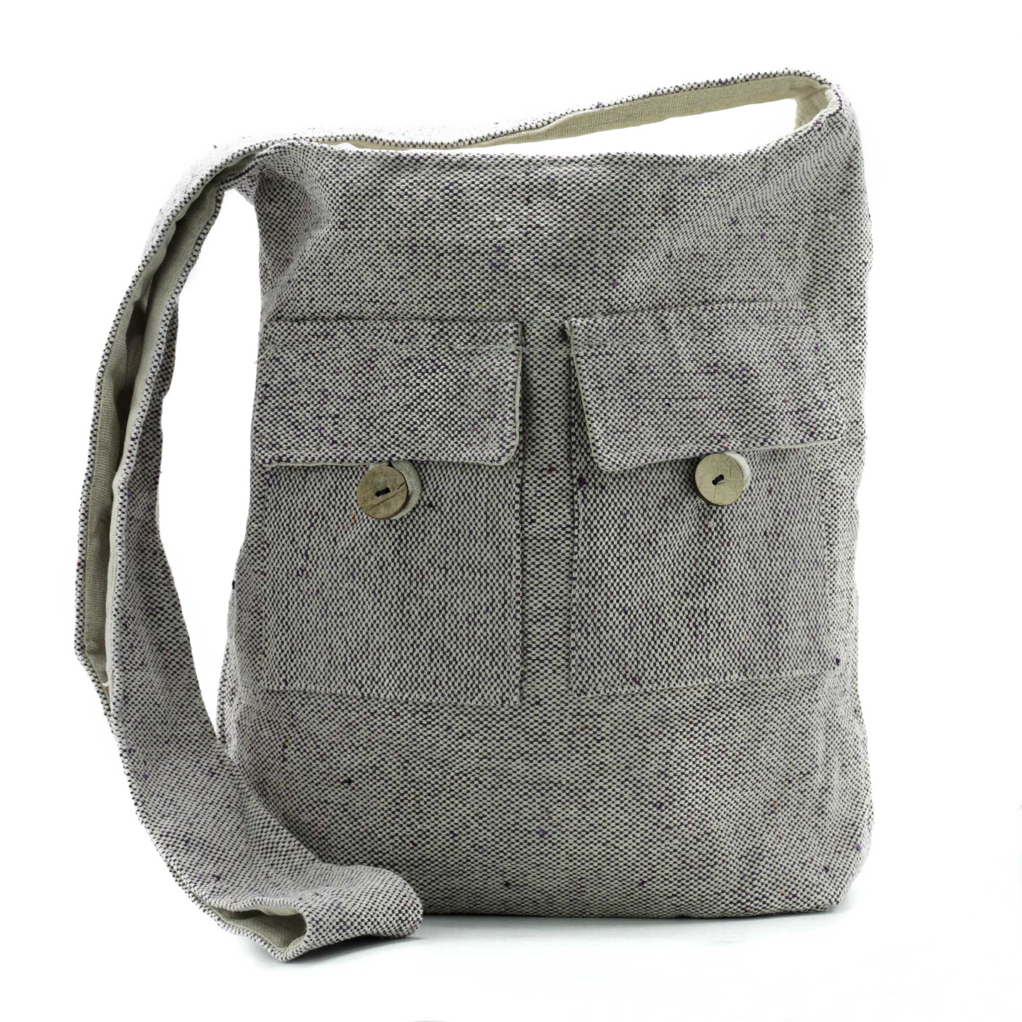 Grand sac bandoulière lavande en coton - écolo chic 