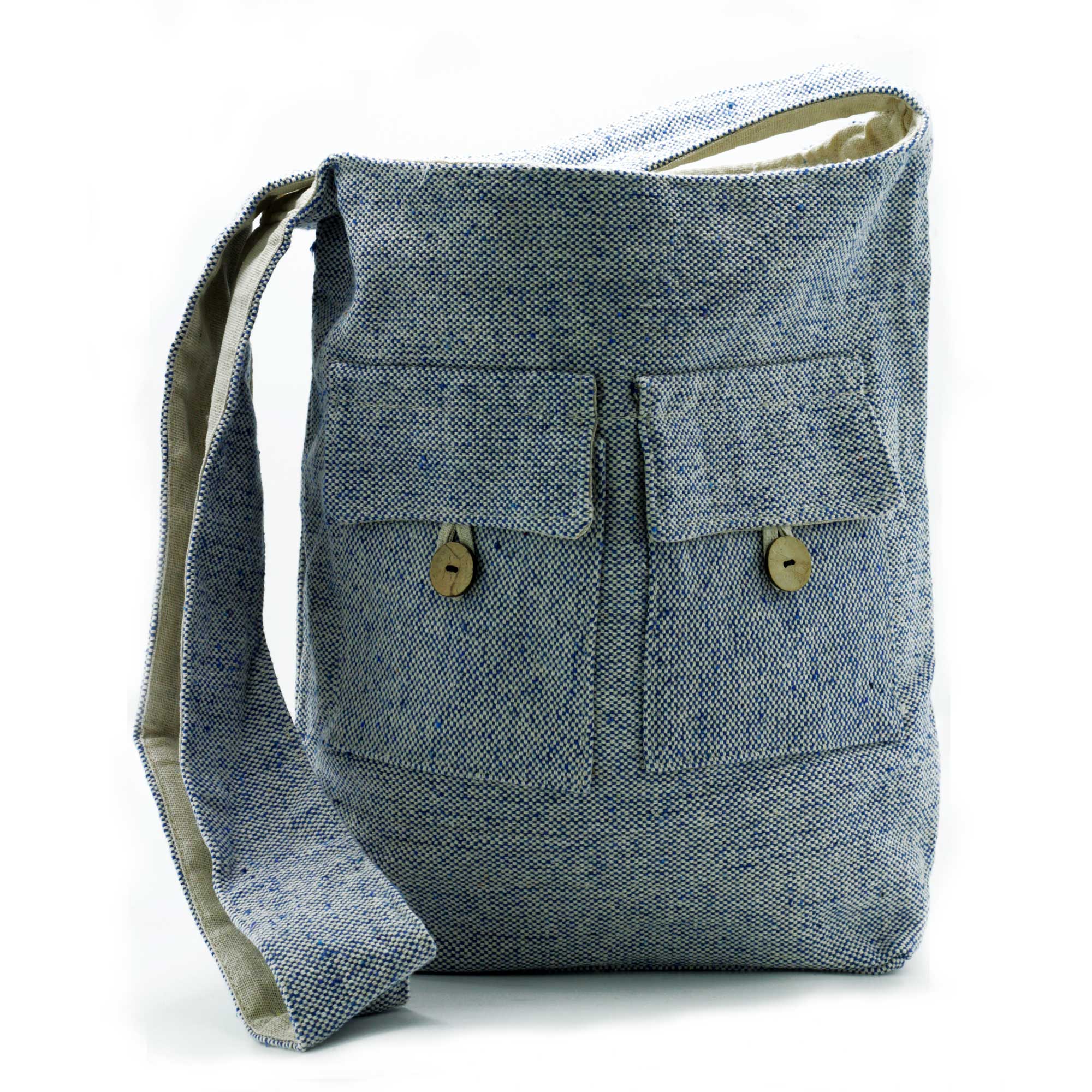 Grand sac bandoulière denim en coton - écolo chic 
