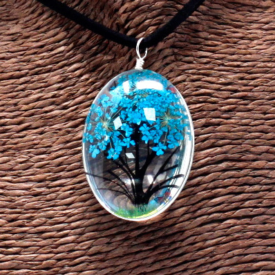 Parure de fleurs naturelles  - Bleu