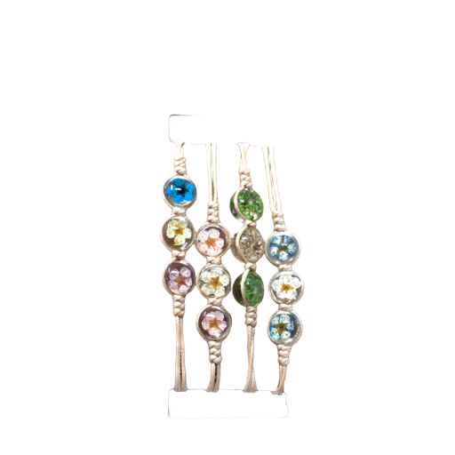 Bracelet floral naturel - 3 bulles de réelles fleurs