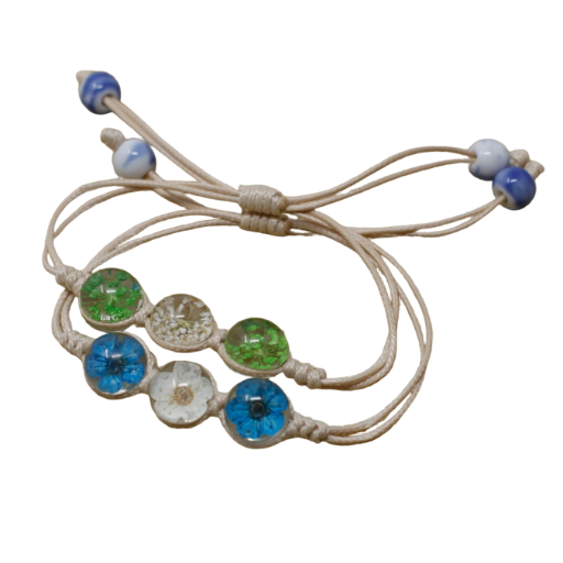 Bracelet floral naturel - 3 bulles de réelles fleurs