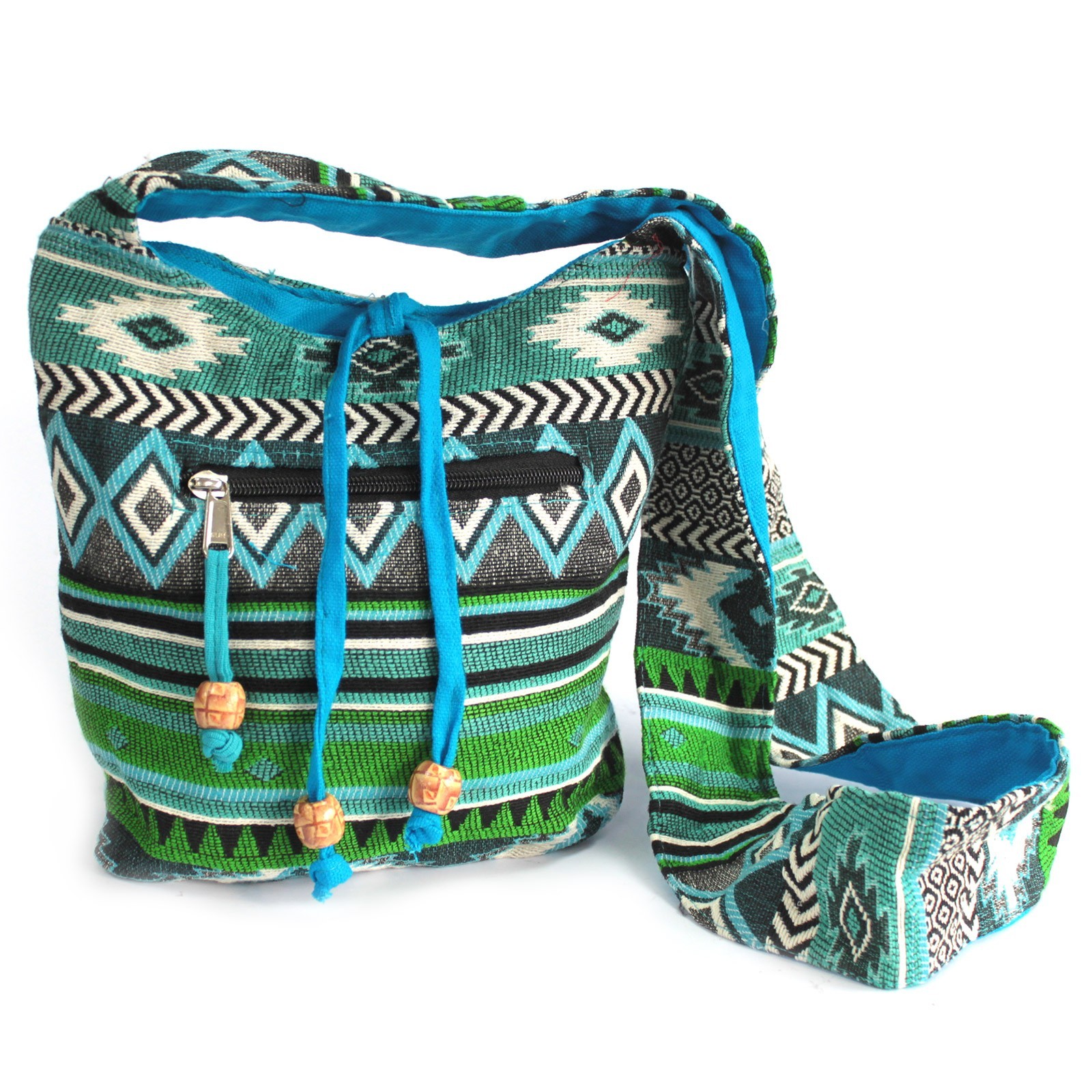 Sac à bandoulière ethnique - Vert turquoise 