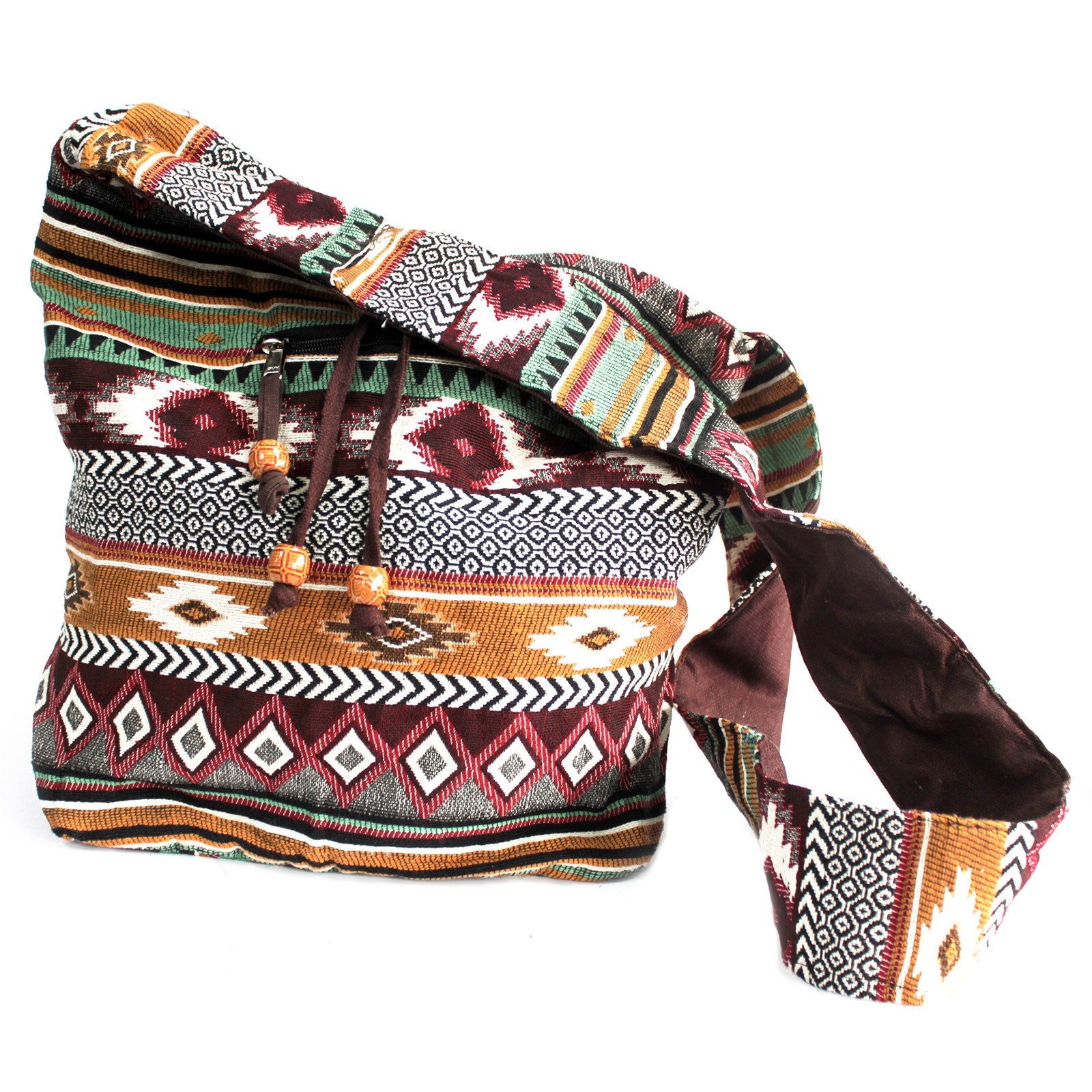 Sac à bandoulière ethnique - Marron