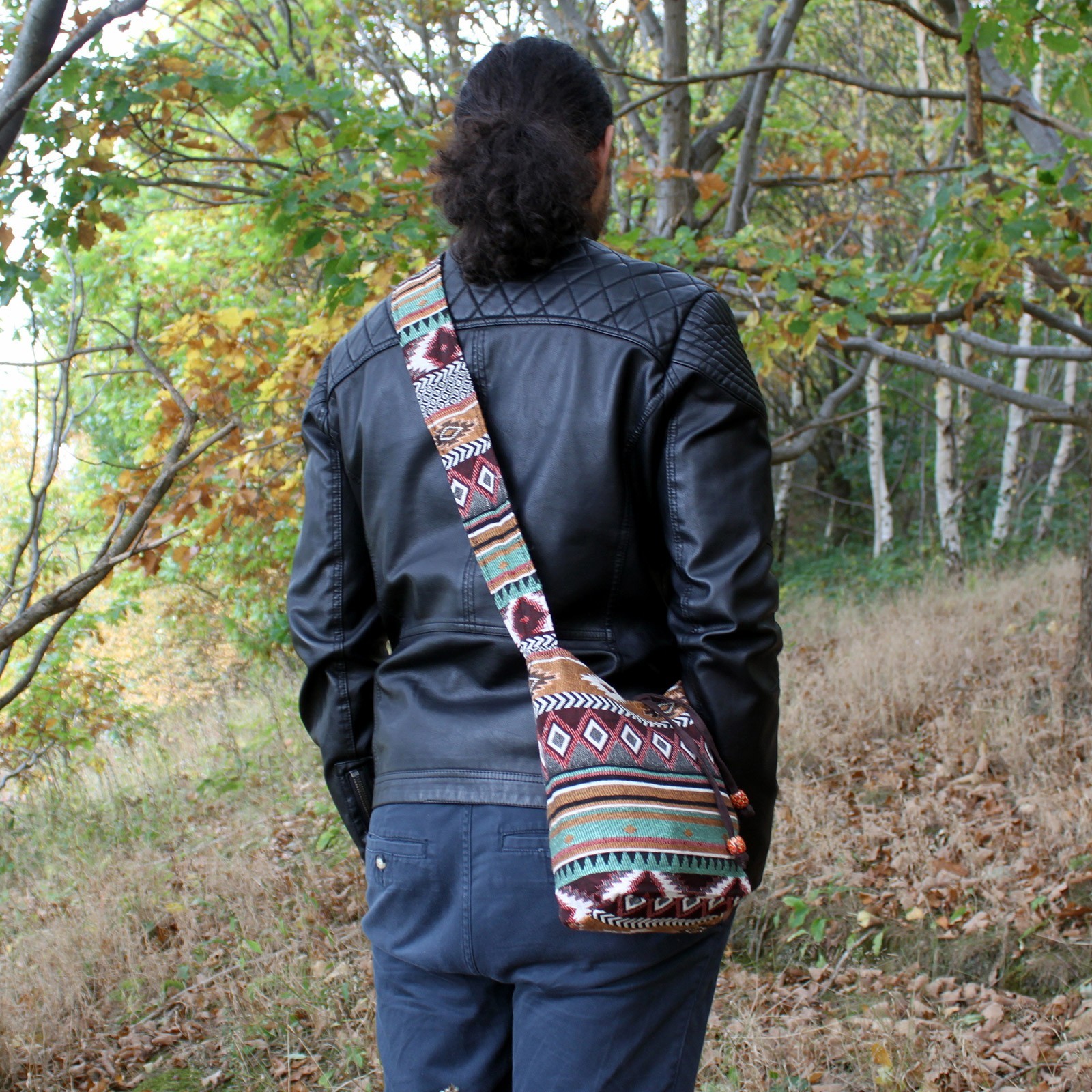 Sac à bandoulière ethnique - Marron