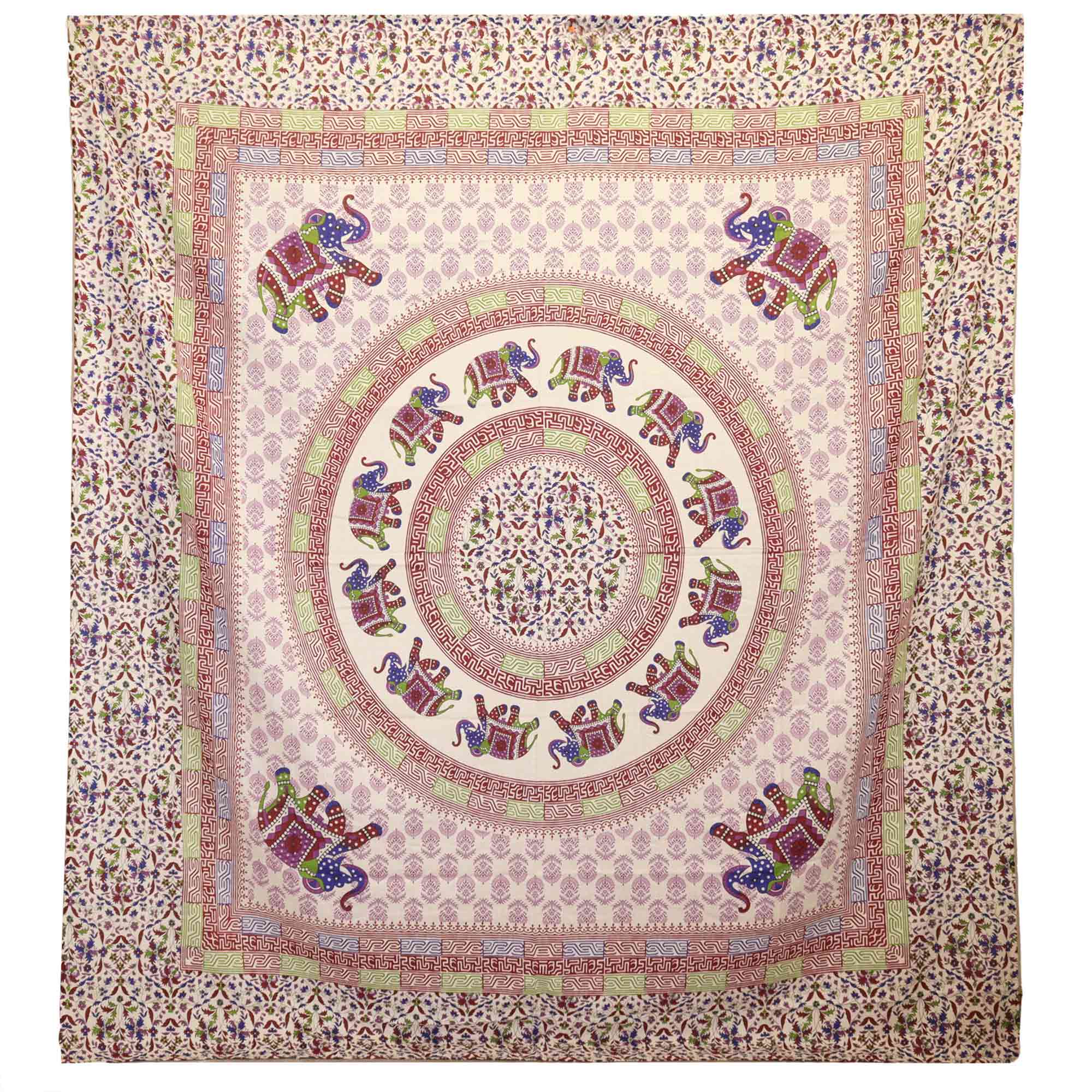 Tenture murale - Mandala Elephant violet crème