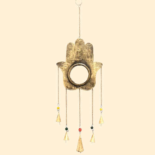 Carillon éolien à cloche miroir - Main de Fatma - Grand format
