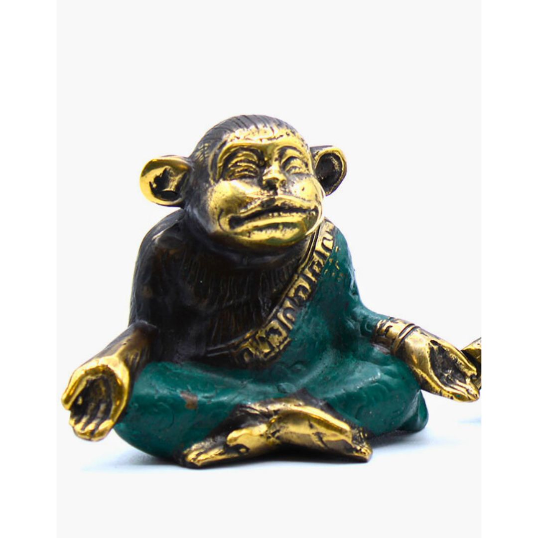 3 Statues yoga singe en laiton