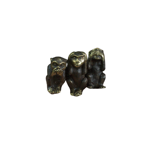 3 Statues singes « Ne voyez pas , n'entendez pas, ne dites pas le mal »
