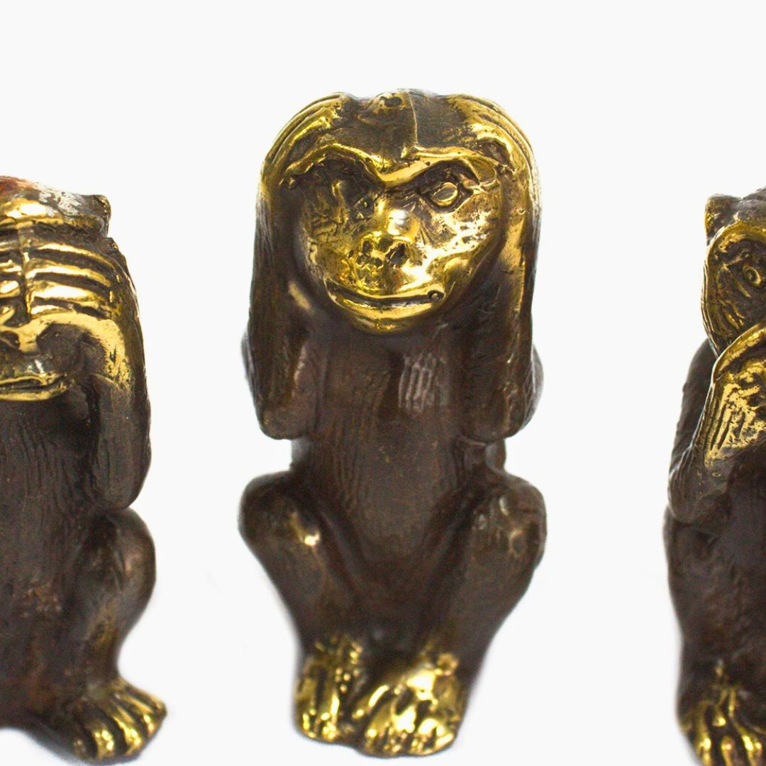 3 Statues singes « Ne voyez pas , n'entendez pas, ne dites pas le mal »