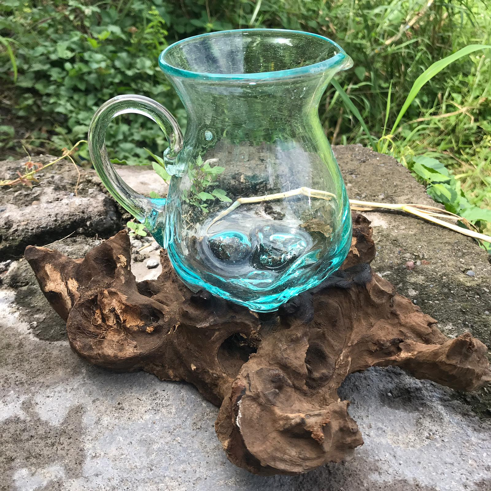 Carafe  - Verre soufflé sur bois rustique - DECO AUTHENTIQUE 