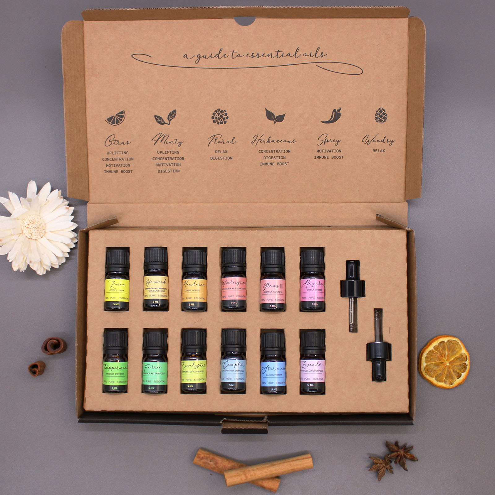 Coffret huiles essentielles - 12 flacons