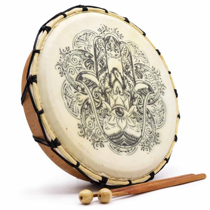 Tambour Chamanique main de fatma - 30 cm avec Baguettes