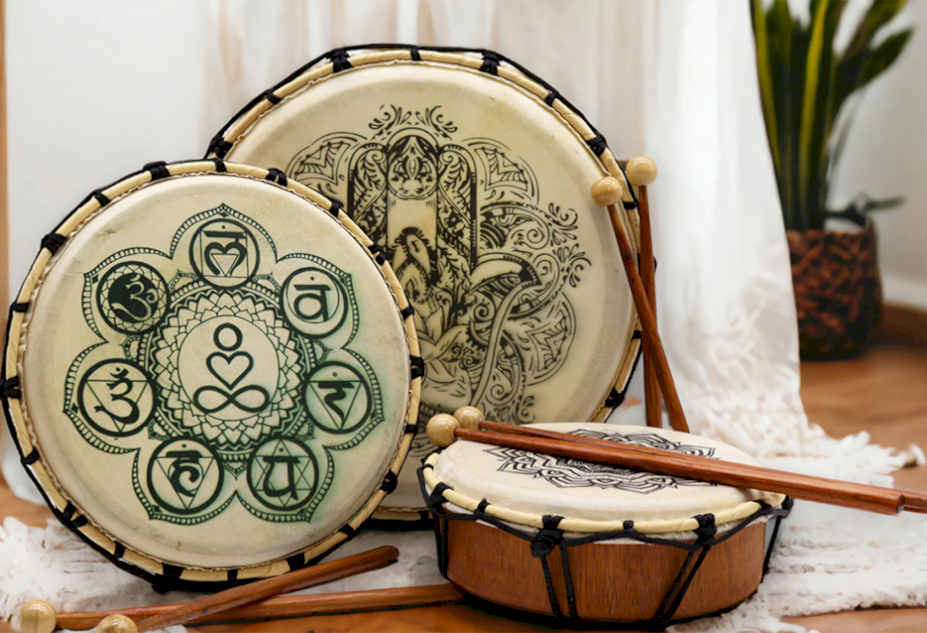 Tambour Chamanique main de fatma  - 30 cm avec Baguettes 