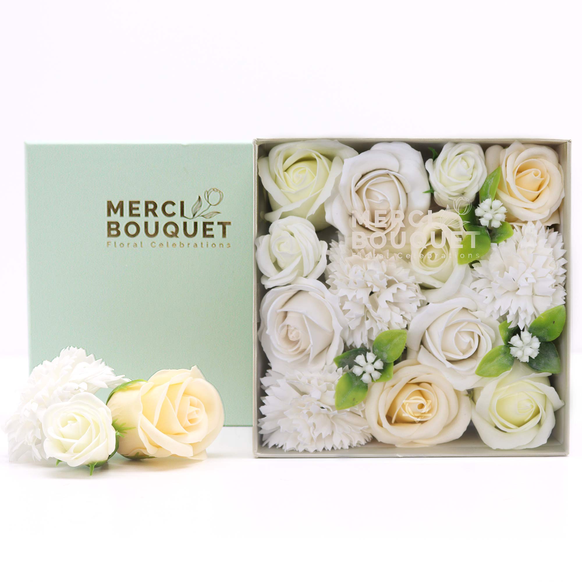 Coffret de savon Merci –  Amour authentique – Blanc et Ivoire  