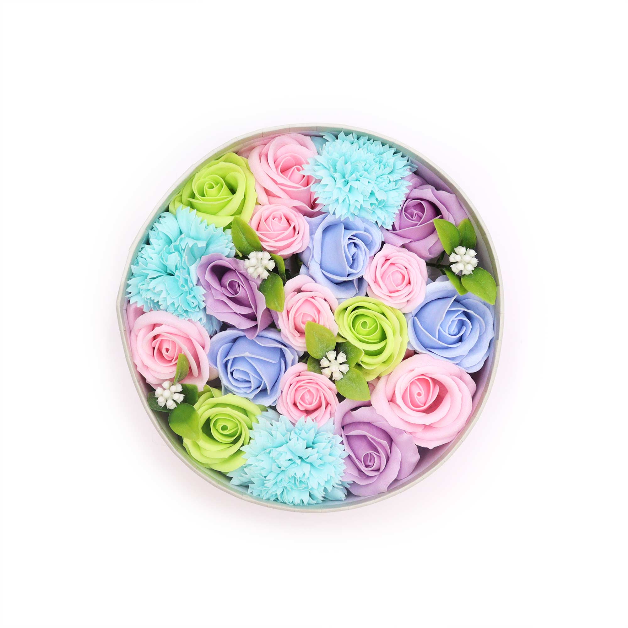 Coffret de savon Merci –  Tendrement – rose, bleu, violet, vert 