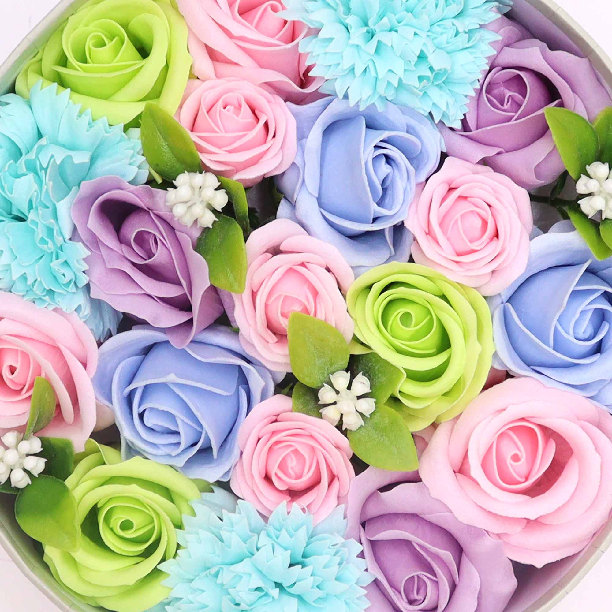 Coffret de savon Merci –  Tendrement – rose, bleu, violet, vert 