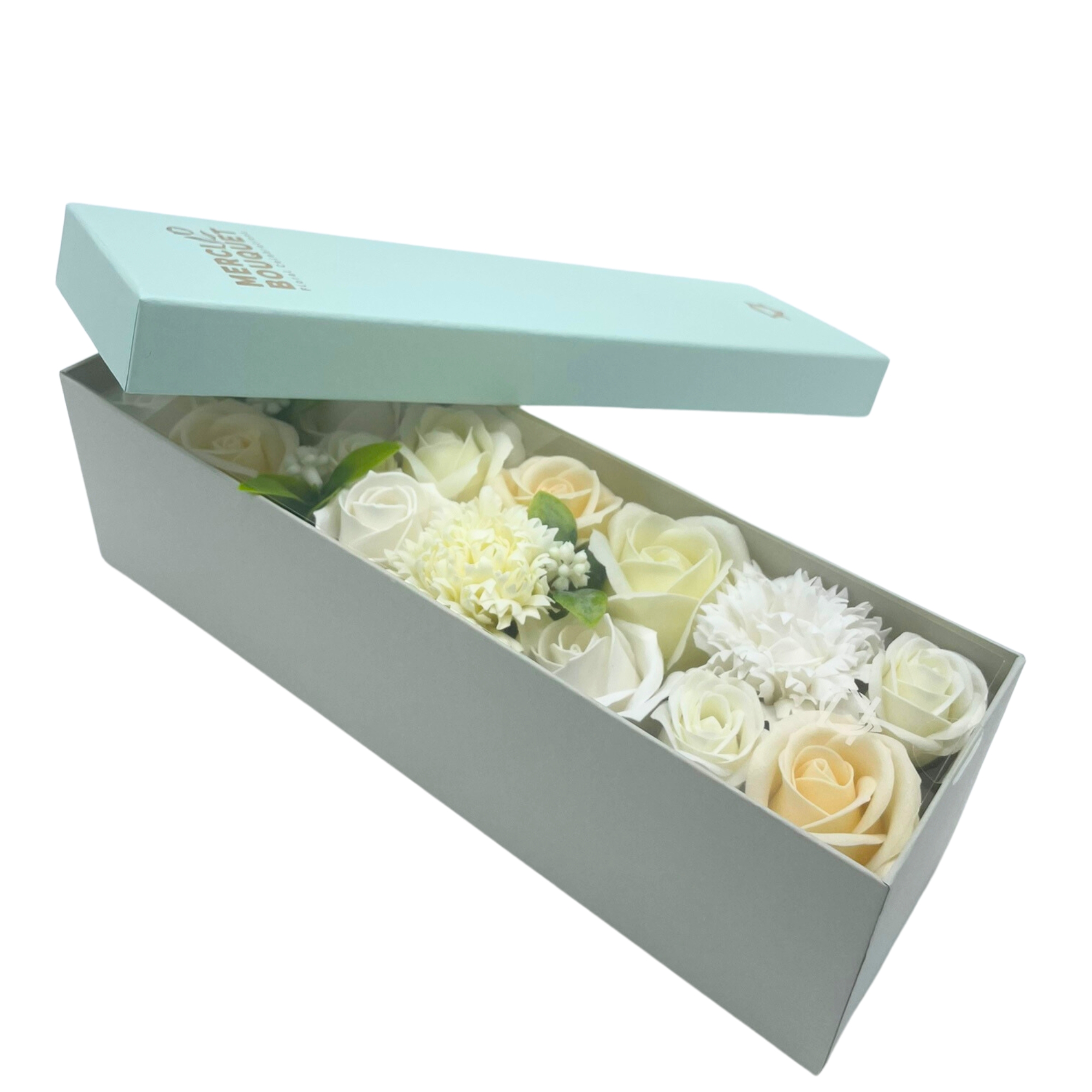 Coffret de savon Merci – Délicatement – blanc, ivoire, vert 