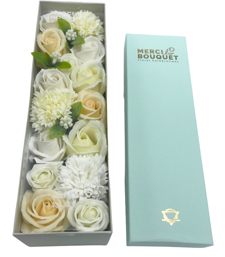 Coffret de savon Merci – Délicatement – blanc, ivoire, vert 