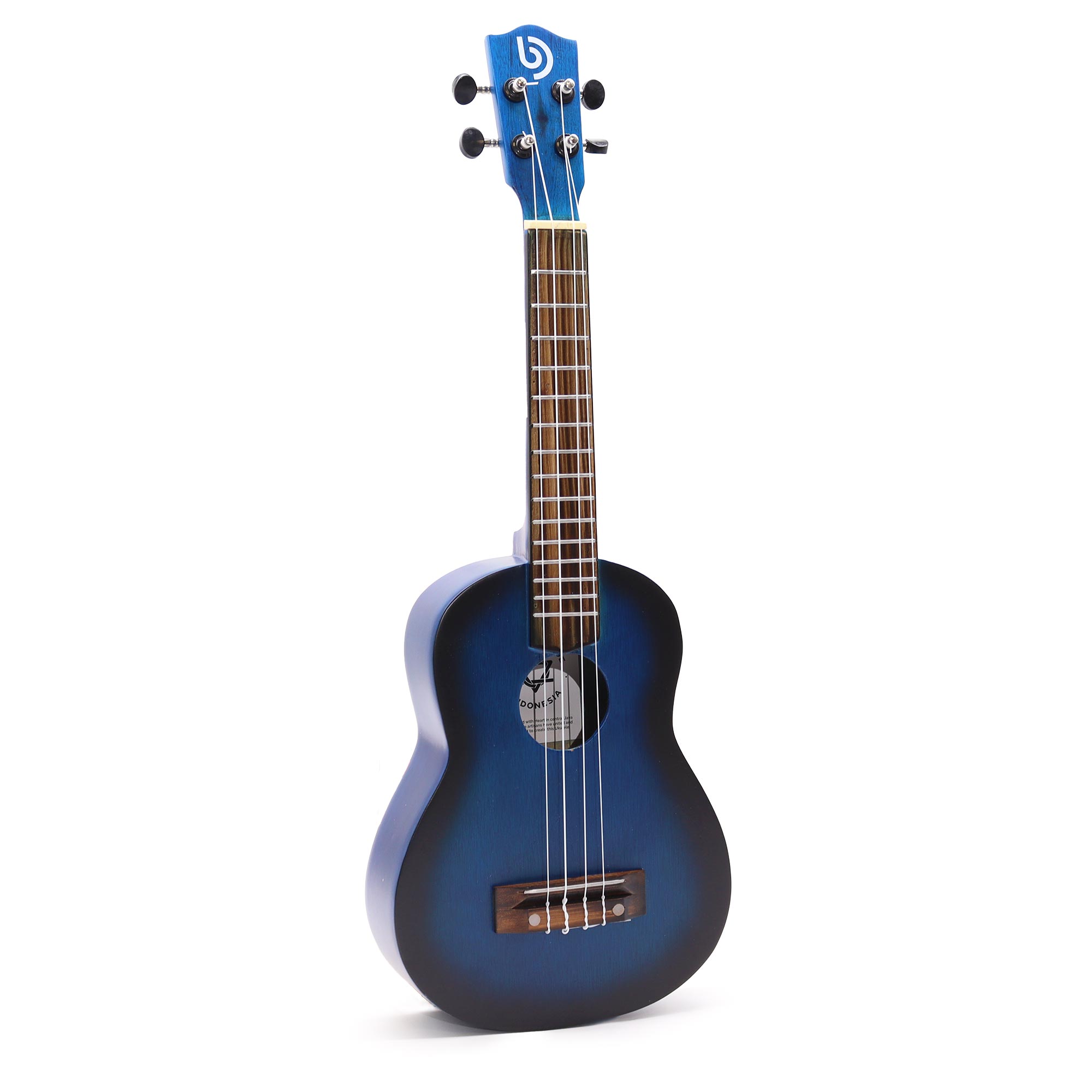 Ukulélé Soprano Artisanal - Finition Sunburst Blue Sunburst (4 cordes)