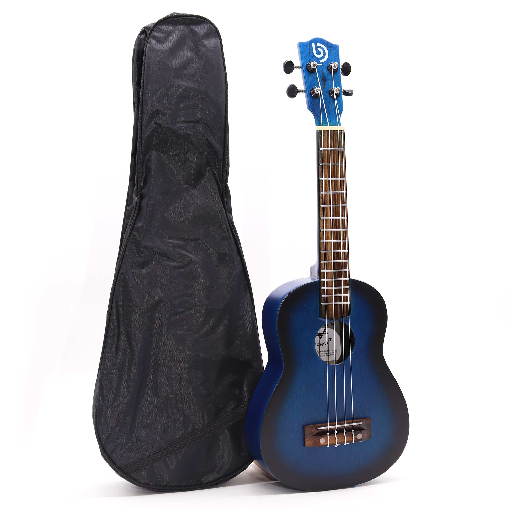 Ukulélé Soprano Artisanal - Finition Sunburst Blue Sunburst (4 cordes)