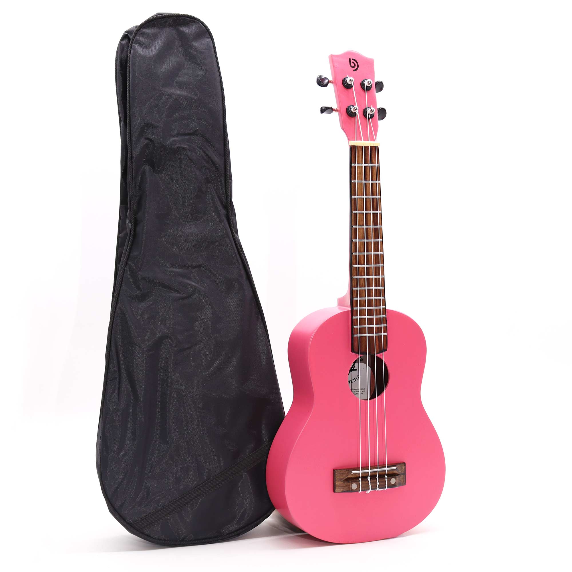 Ukulélé Soprano Artisanal - Finition rose vif (4 cordes)