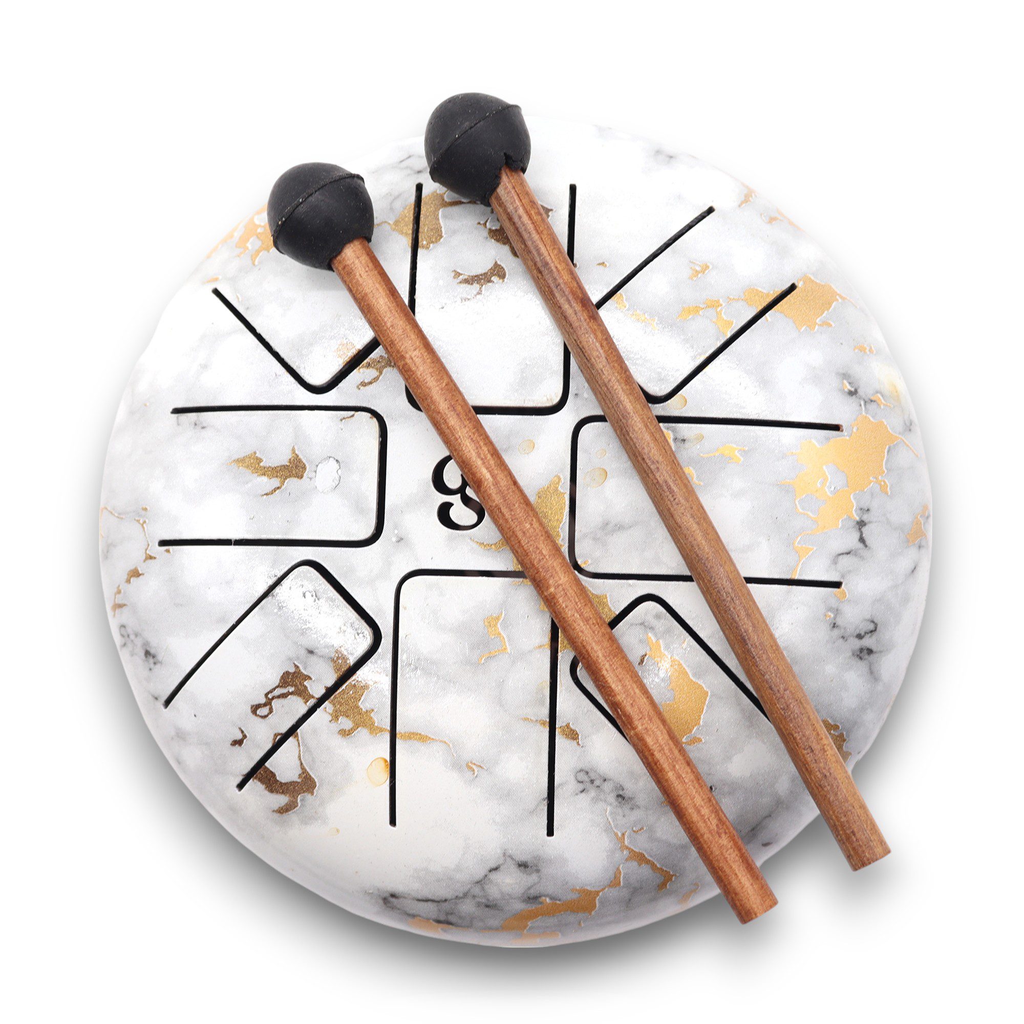 Tambour Happy à langue d'acier - Marbre - 18cm