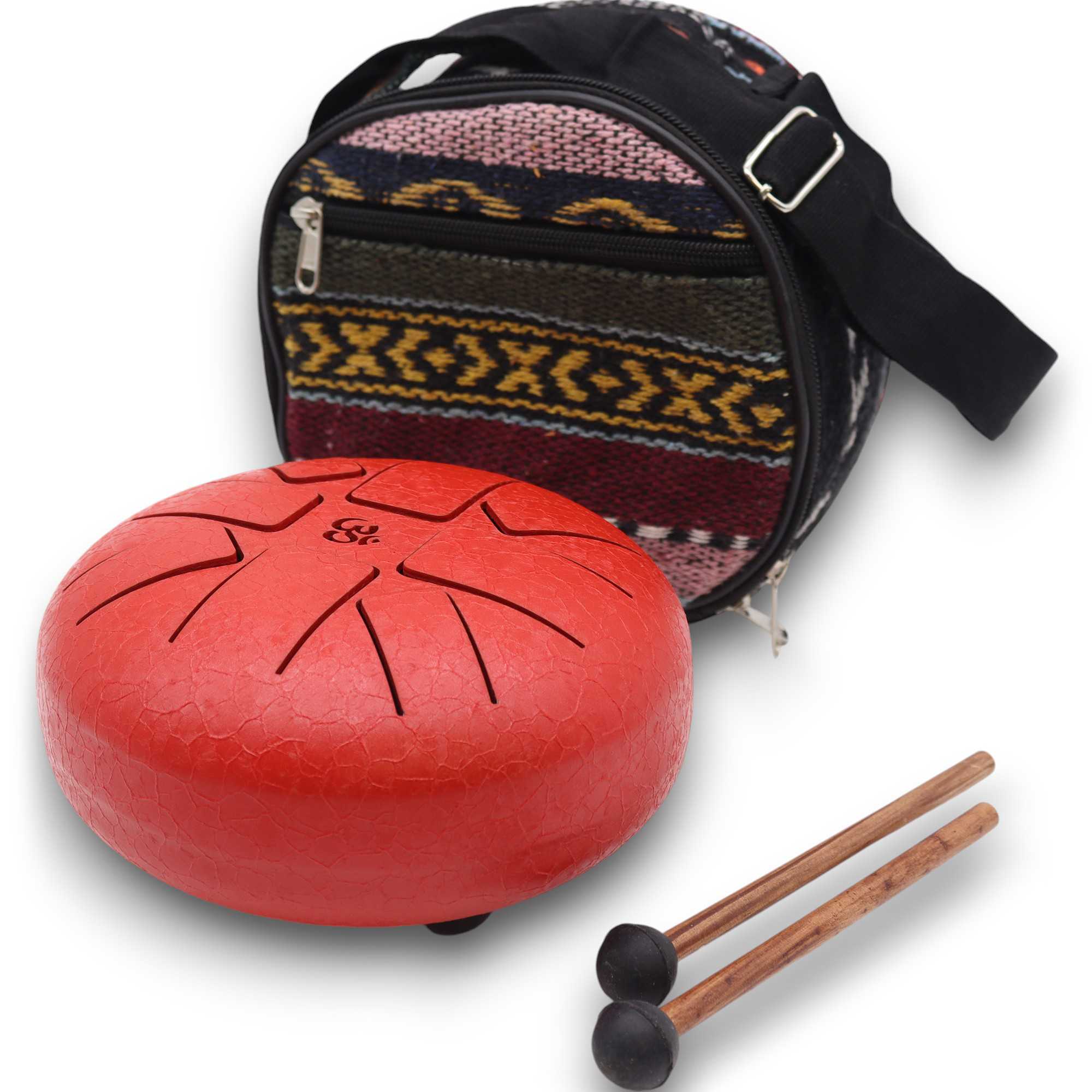 Tambour Happy à langue d'acier - Omm rouge - 16 cm