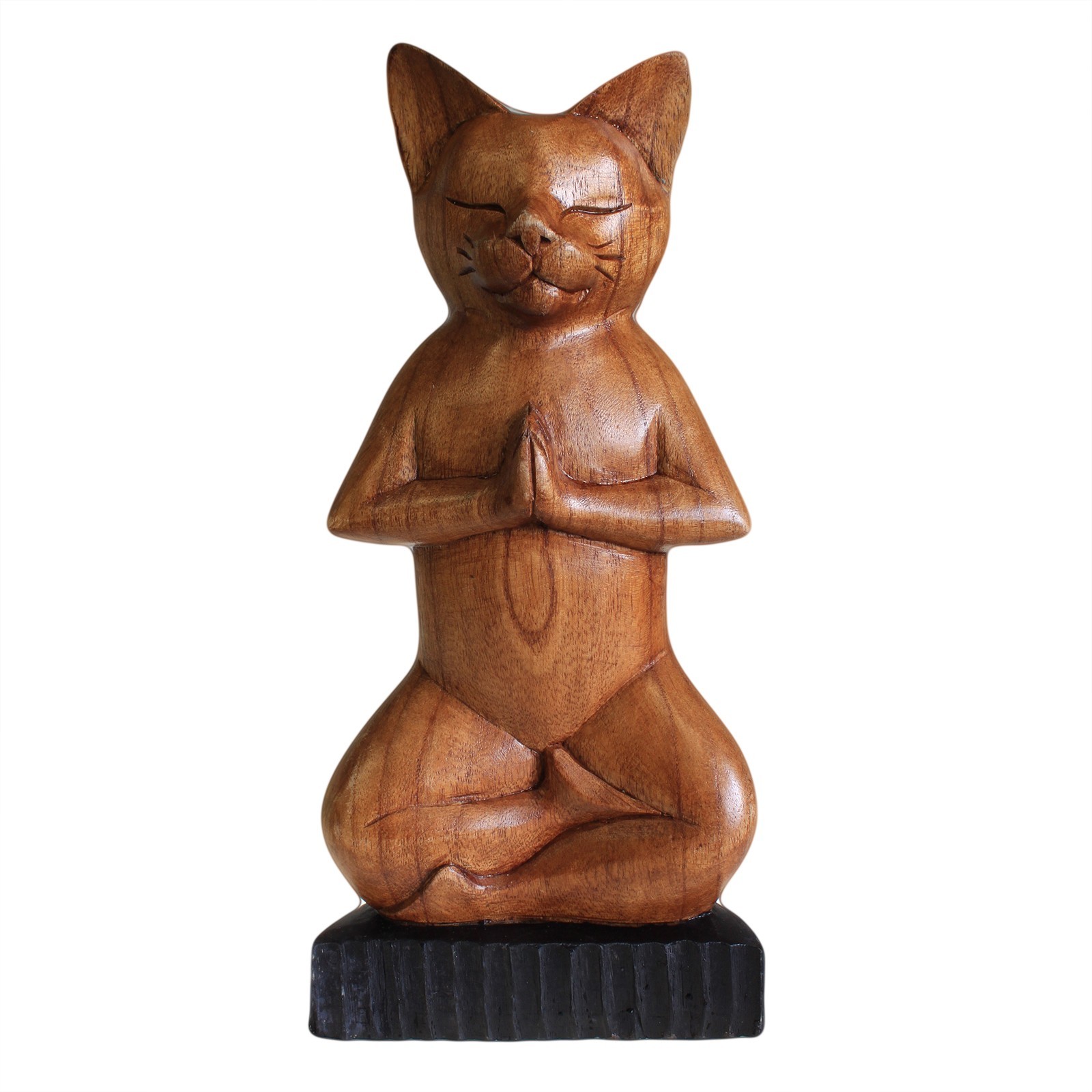 Chat Yoga Sculpté à la Main - Posture lotus