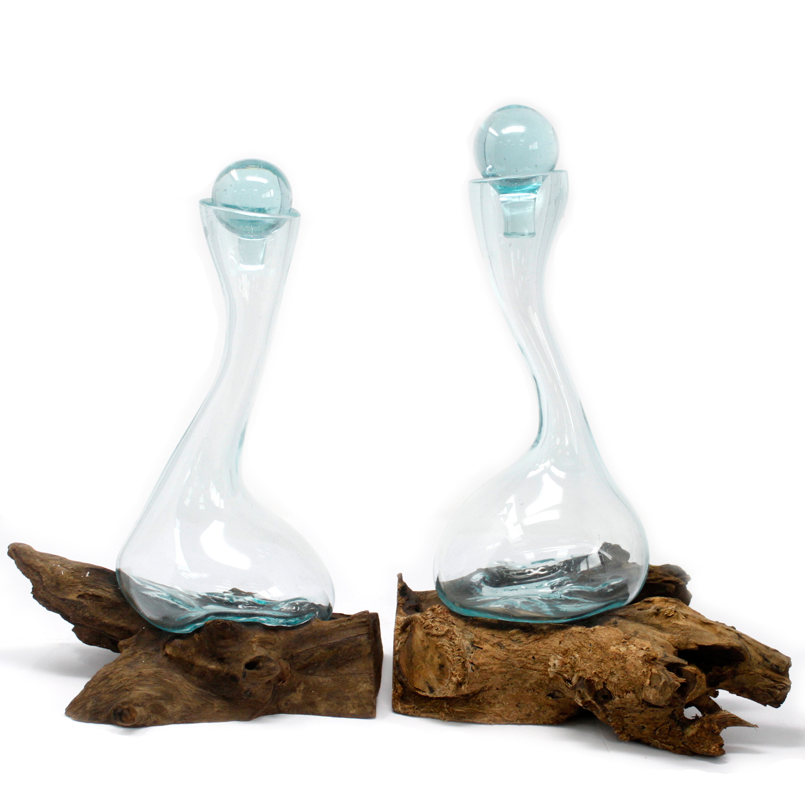 Carafe  - Verre soufflé sur bois rustique - DECO AUTHENTIQUE 
