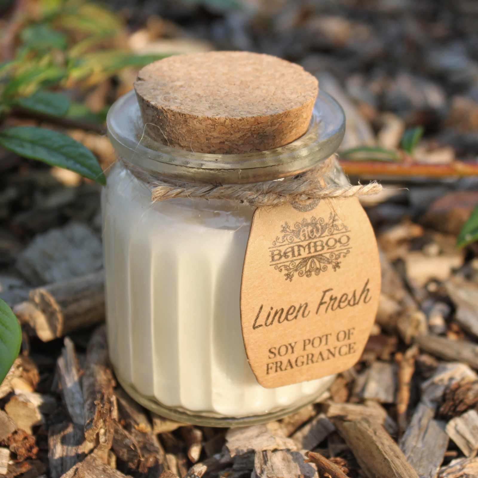 Bougie de soja en pot parfumée – Lin frais 