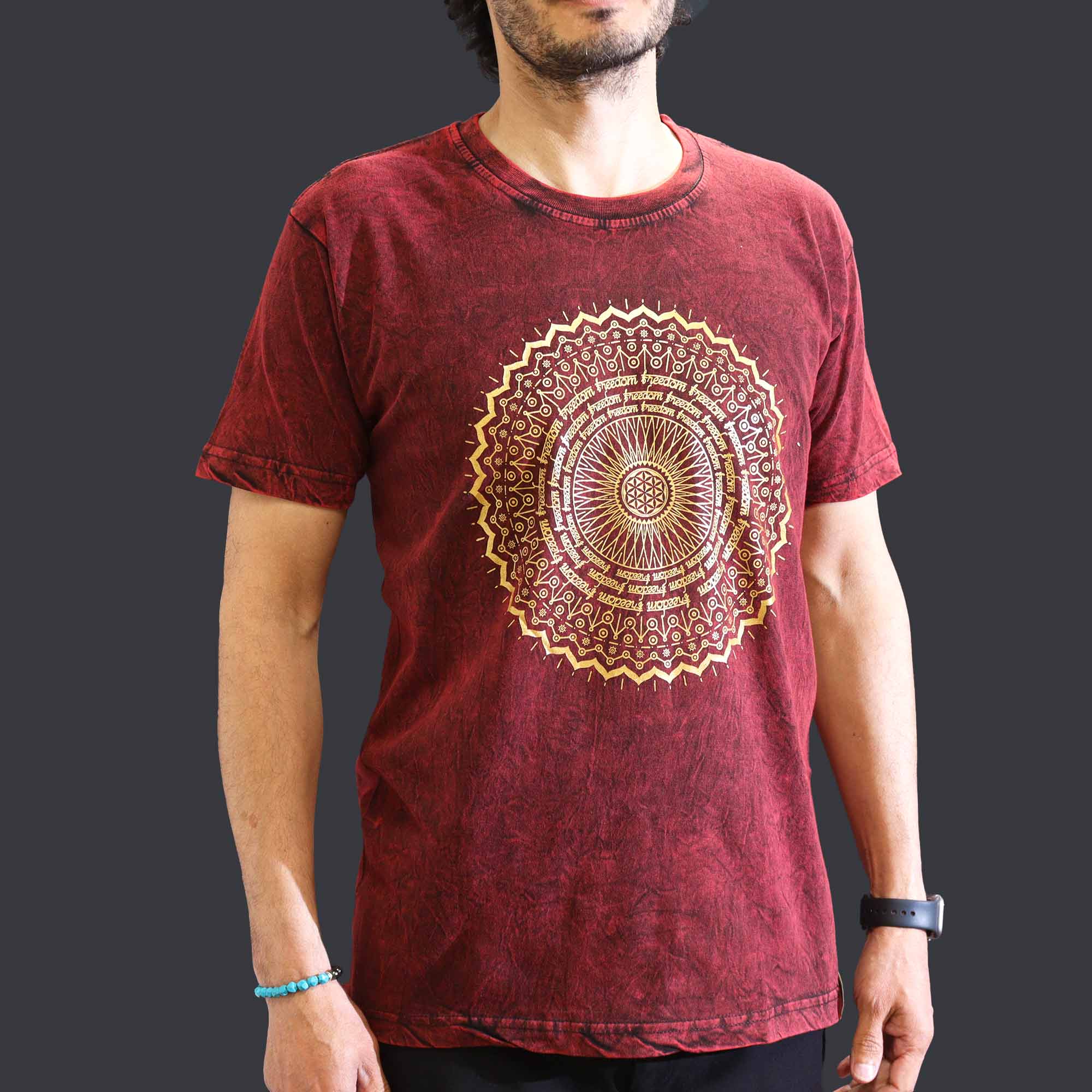 T-shirt bohème Mandala - Marron terre