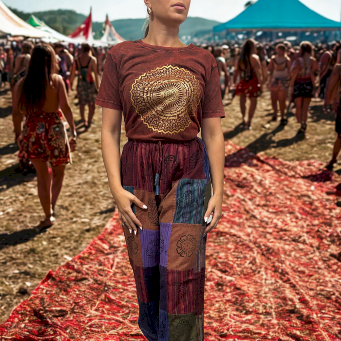 T-shirt bohème Mandala - Marron terre
