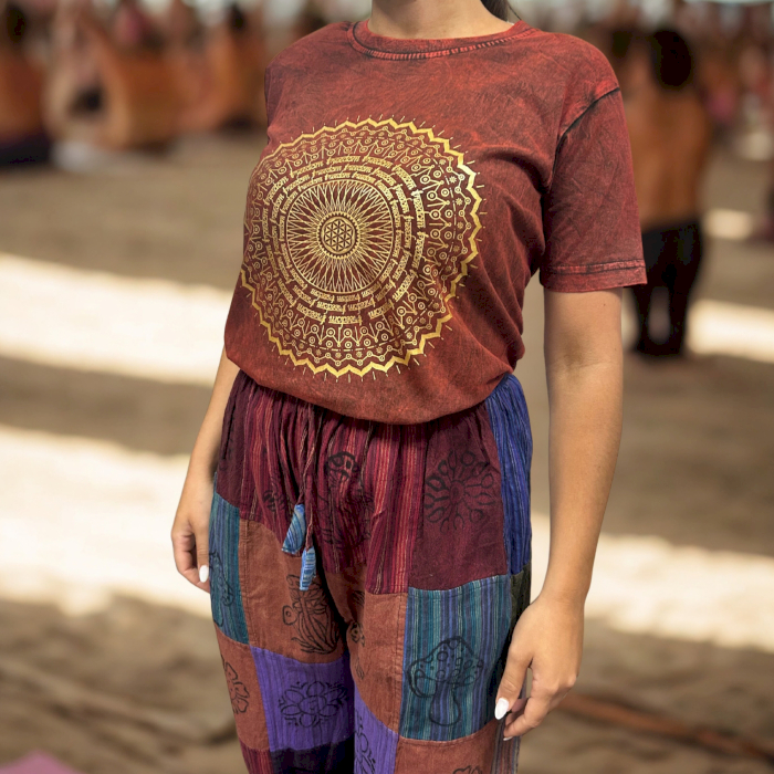 T-shirt bohème Mandala - Marron terre