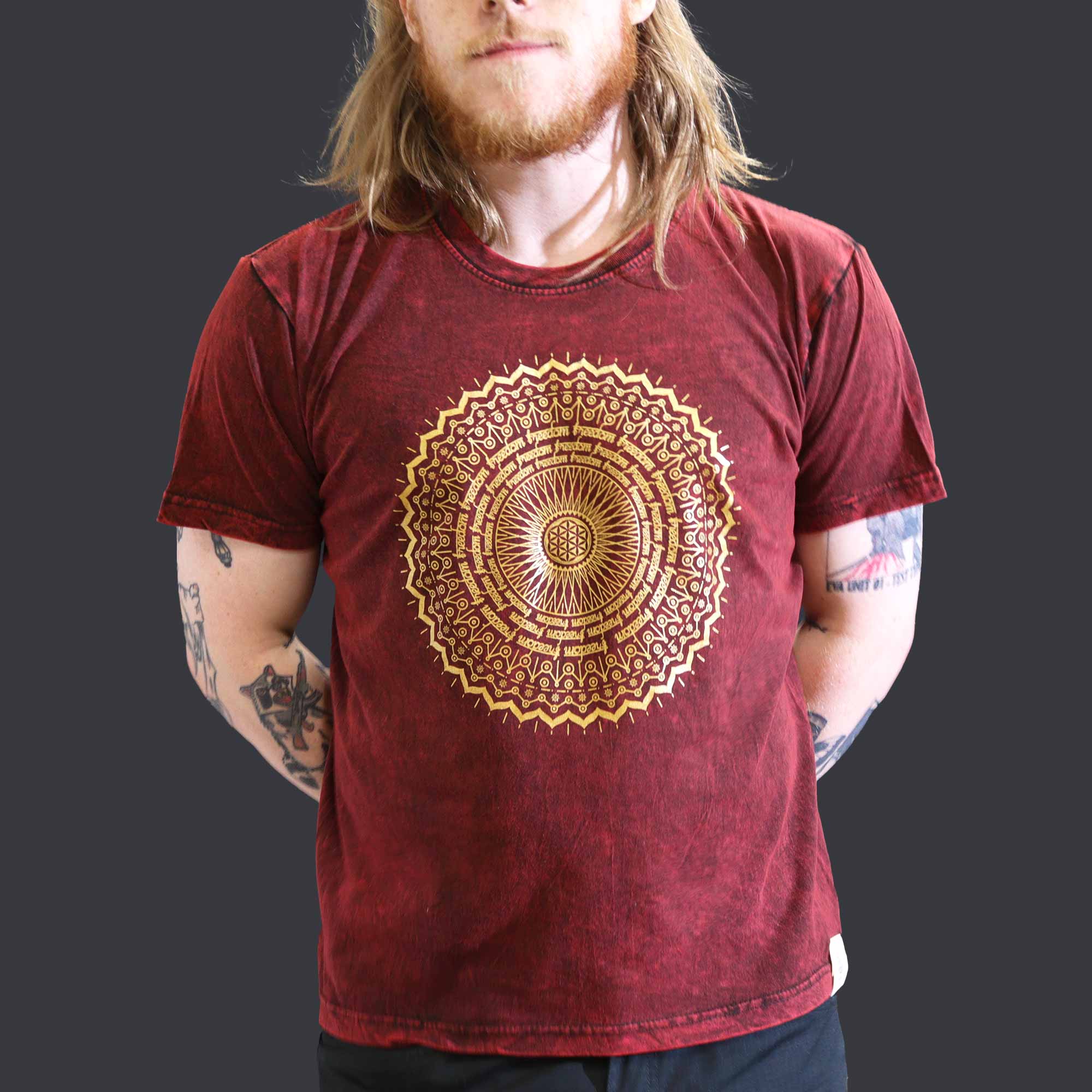 T-shirt bohème Mandala - Marron terre