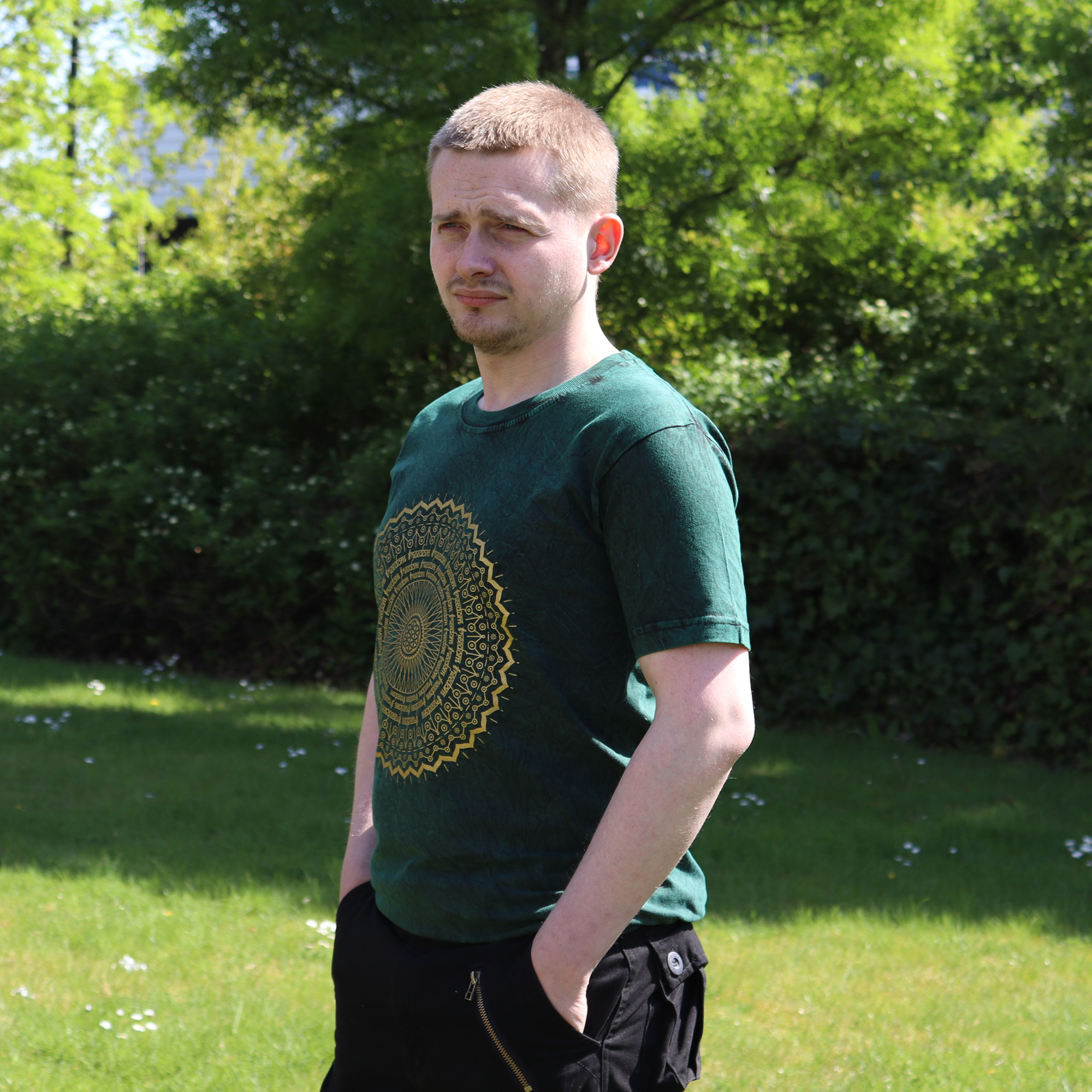 T-shirt bohème Mandala Chakras - Vert émeraude 