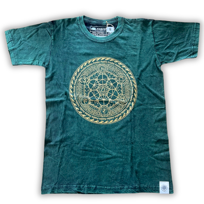 T-shirt bohème Mandala Chakras - Vert émeraude 