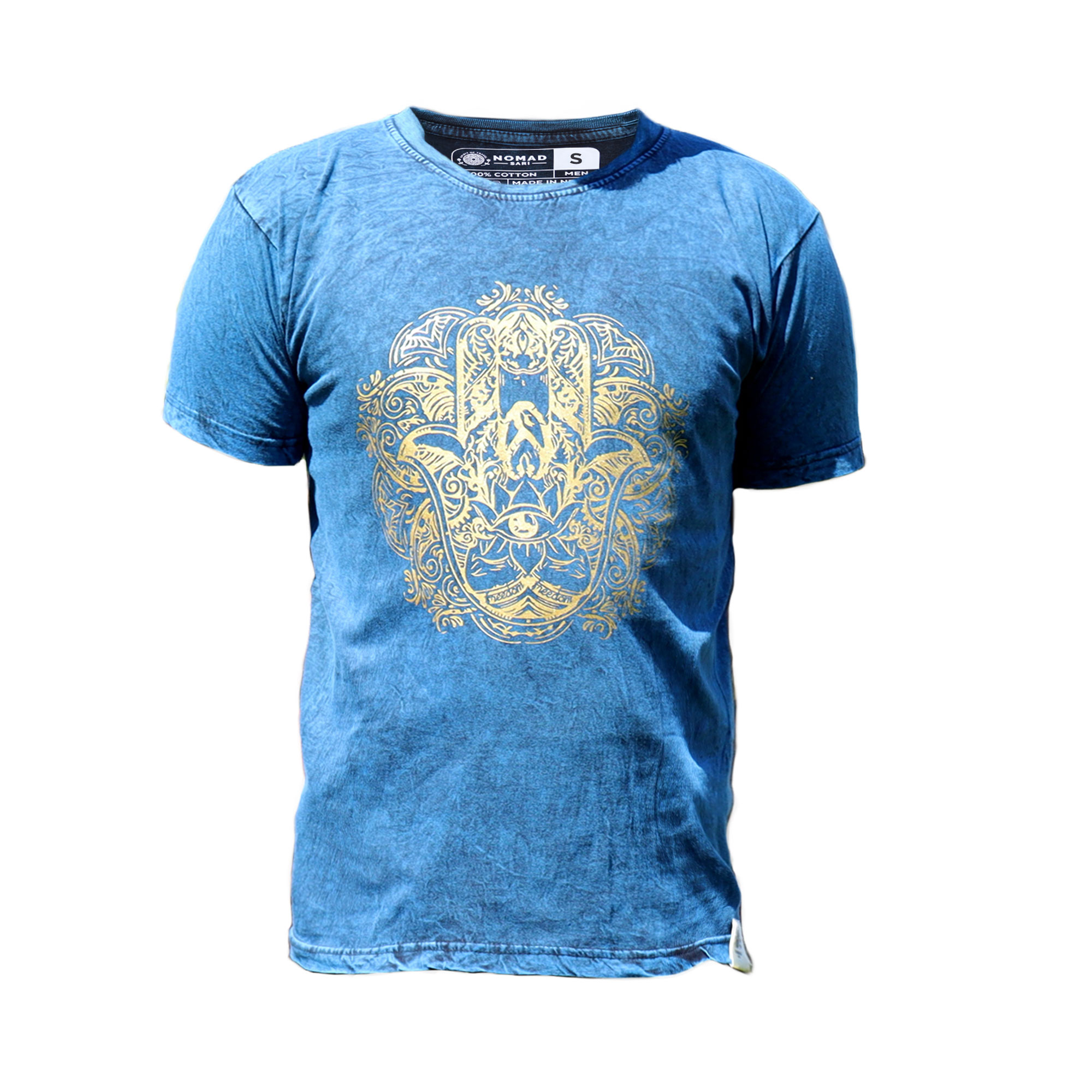 T-shirt bohème Mandala Main - Bleu royal
