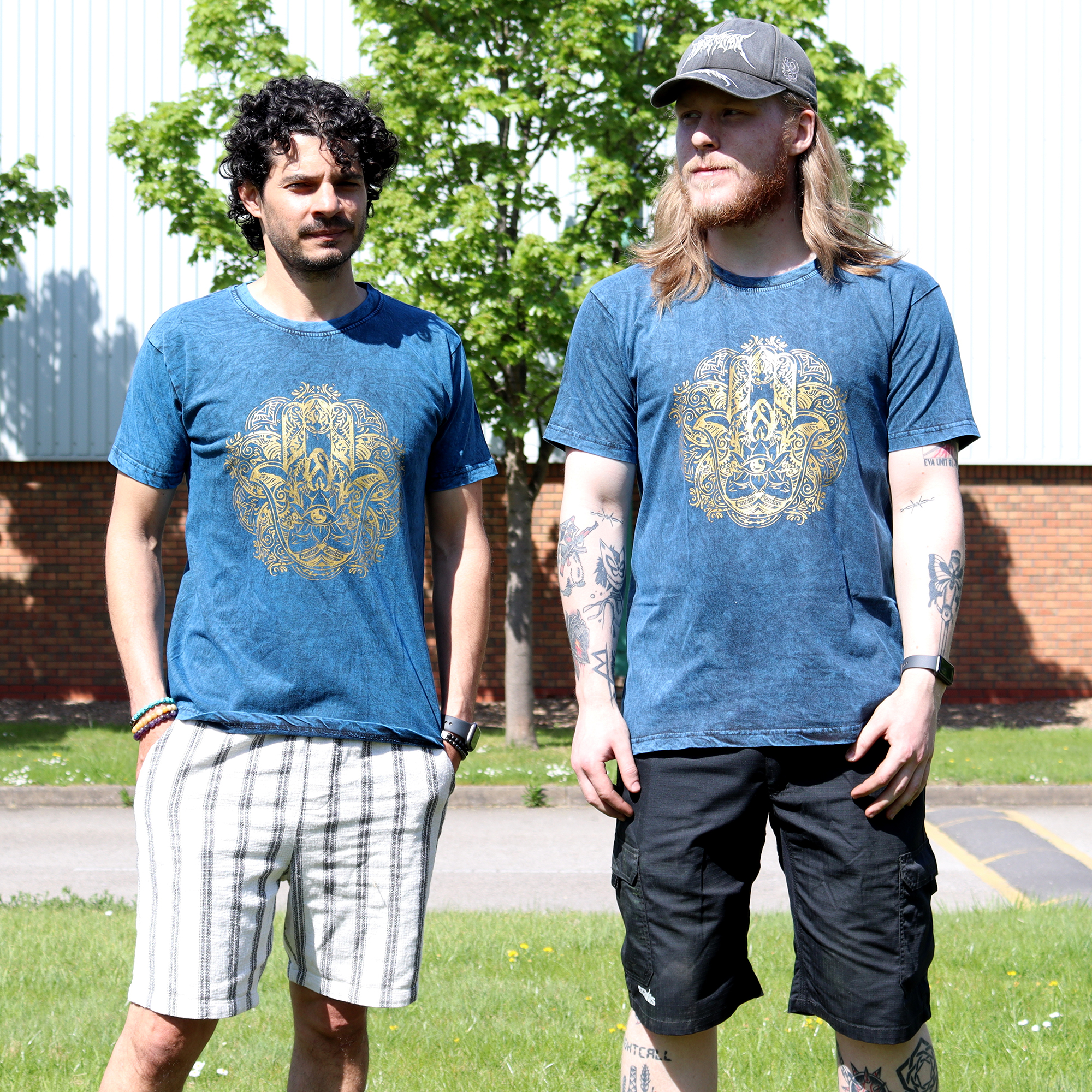T-shirt bohème Mandala Main - Bleu royal