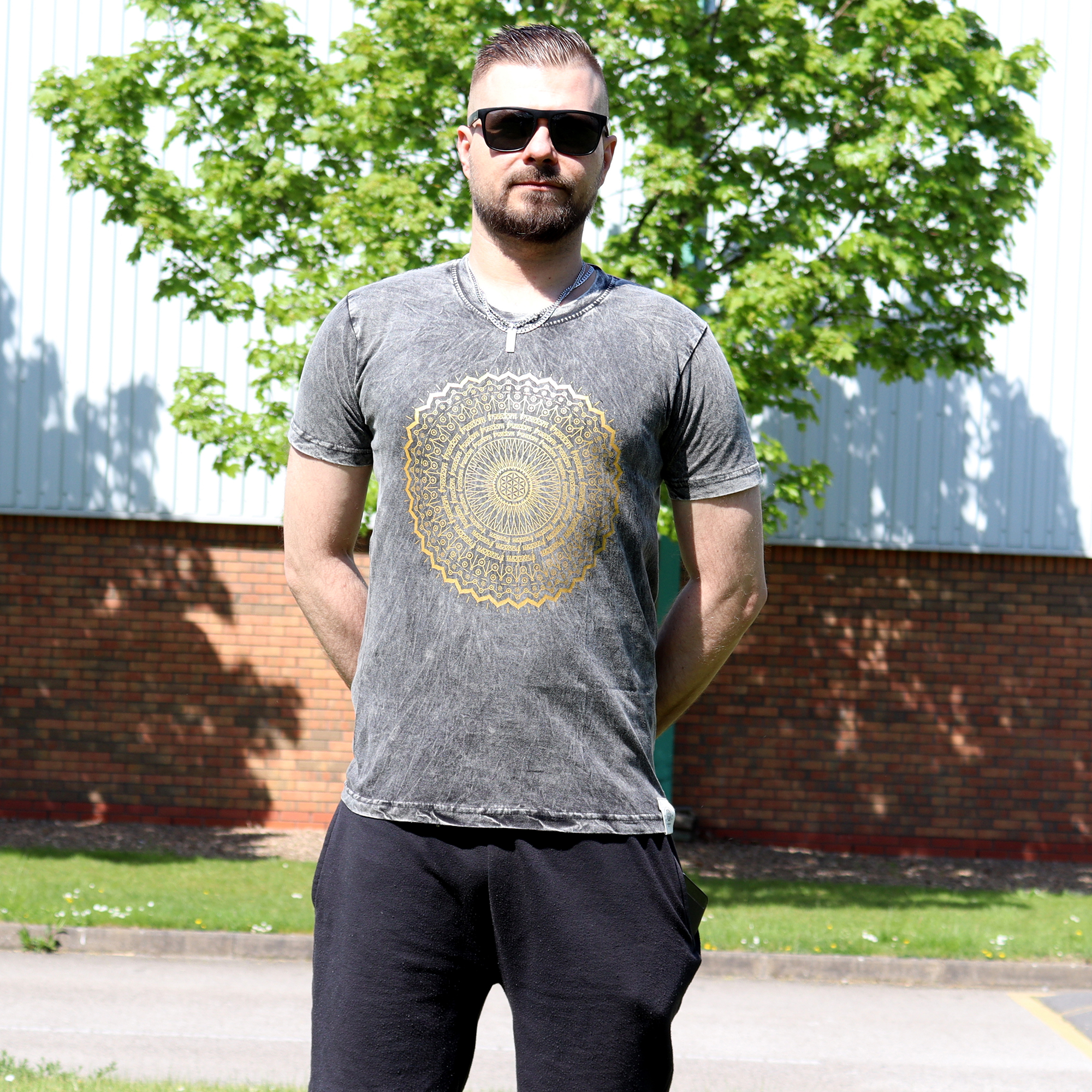 T-shirt bohème Mandala  - Gris argent 